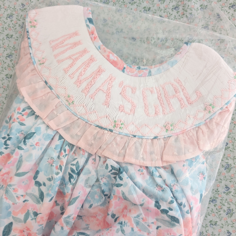 Smocked Mama's Girl Floral 3T Bubble - Busy Bee Smocks